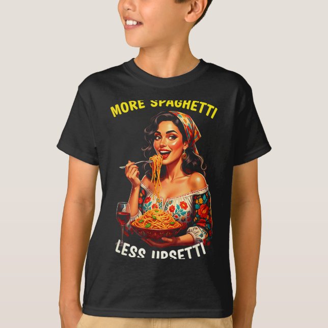 T-shirt Plus de Spaghetti Moins de Tee Upsetti pour femmes (Devant)