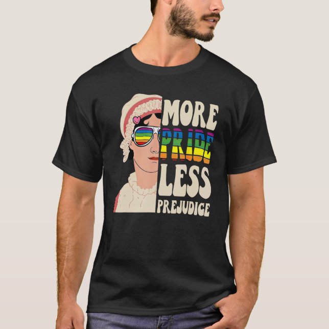T-shirt Plus Fierté Moins Préjugé, Fierté Pansexuelle, Arc (Devant)