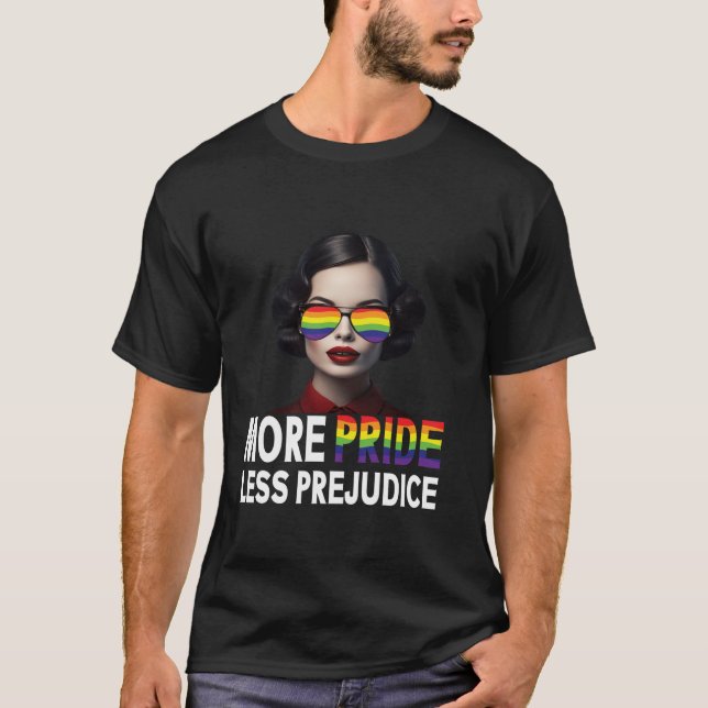 T-shirt Plus Fierté Moins Préjugés Lgbt Gay Fière Ally Fie (Devant)