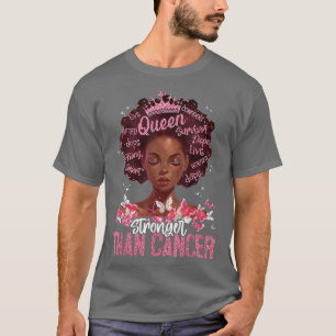 T-shirt Plus forte que le cancer rose noir Afro Queen Brea