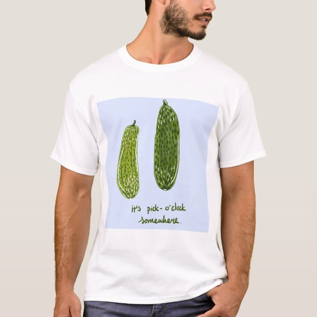 T-shirt Plus grand "C'est Pickle-o'clock Somewhere" Print  (Devant)