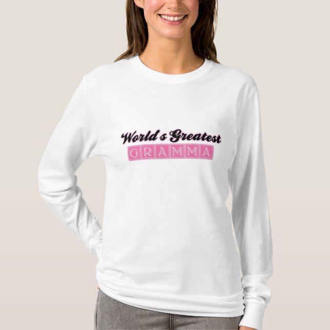 T-shirt Plus grand Gramma du monde (rose) (Devant)