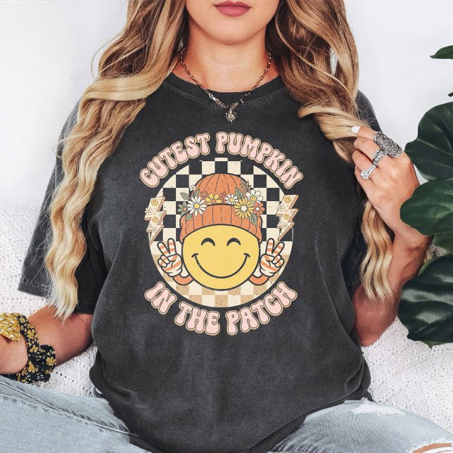 T-shirt Plus Mignon Patch de Citrouilles Groovy Smiley Pai (Créateur téléchargé)
