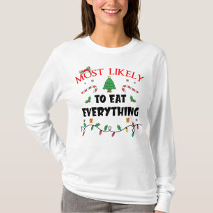T-shirt Plus susceptible de manger tout drôle Famille Chri