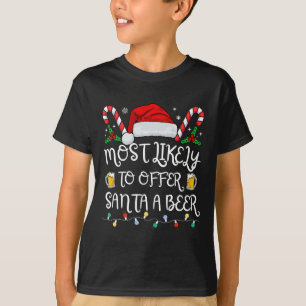 T-shirt Plus susceptible d'offrir une bière à Santa Famill