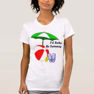 T-shirt Plutôt Être Baignade Beach Ball Parapluie Tee