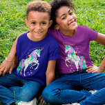 T-shirt Plutôt Rearing Rainbow Unicorn Falling Stars<br><div class="desc">licorne arc-en-ciel mignonne</div>