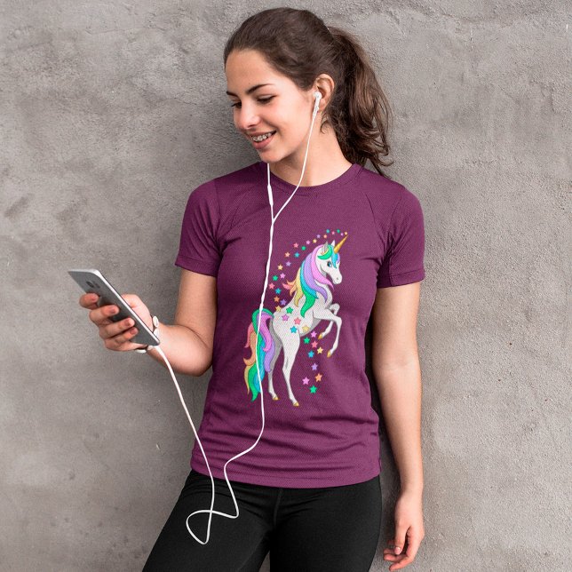 T-shirt Plutôt Rearing Rainbow Unicorn Falling Stars (Créateur téléchargé)