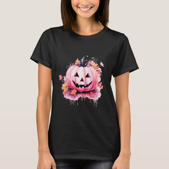 T-shirt Plutôt rose Jack-O' Lanterne moderne Halloween (Devant)