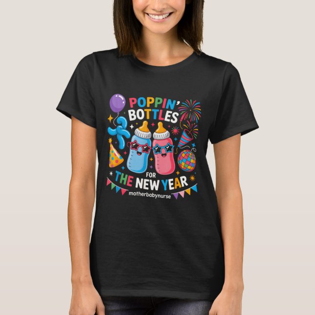 T-shirt Pn Bottles For The New Year Mother Baby Nurse  (Devant)
