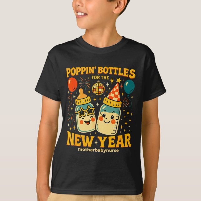 T-shirt Pn Bottles New Year Mother Baby Nicu Nurse Celebra (Devant)