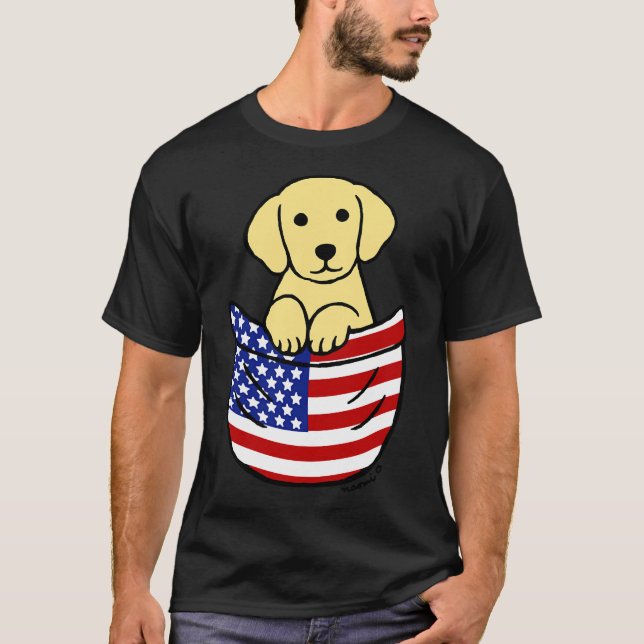 T-shirt Poche à chiot jaune Labrador (Devant)