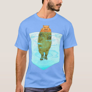T-shirt Poche Capybara Drôle Dans Une Poche De Piscine