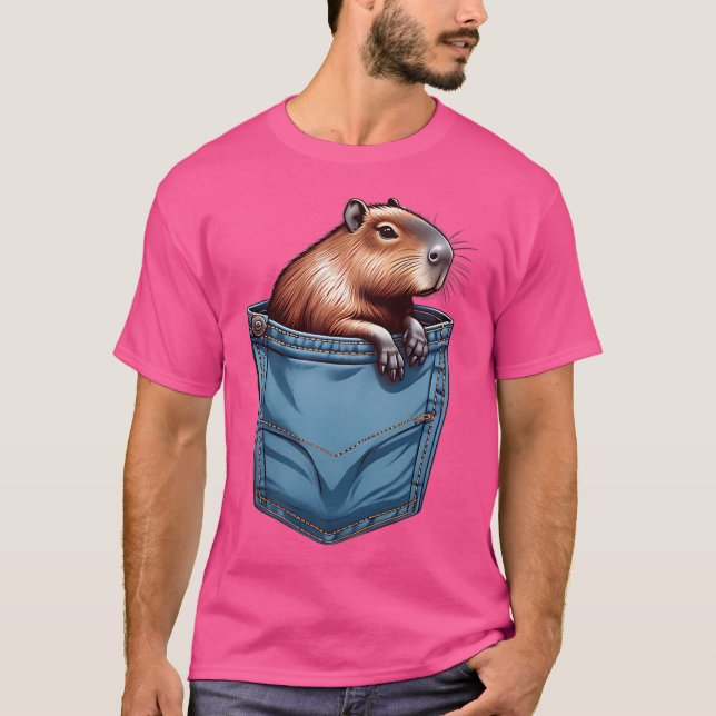 T-shirt Poche De Capybara Drôle Pour Un Van De Capybara (Devant)