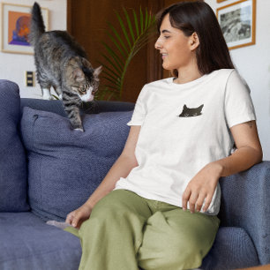 T-shirt Poche de chat noir de Pékin