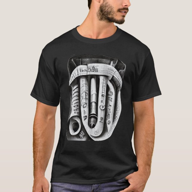 T-shirt Poche de crayon mécanique complexe d'ingénierie (Devant)