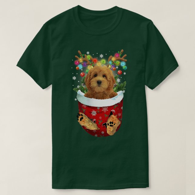 T-shirt Poche de neige Goldendoodle Chiens de poche de Noë (Design devant)