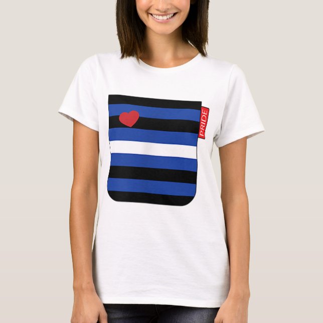 T-shirt Poche en cuir d'ours gris, drapeau d'impression (Devant)