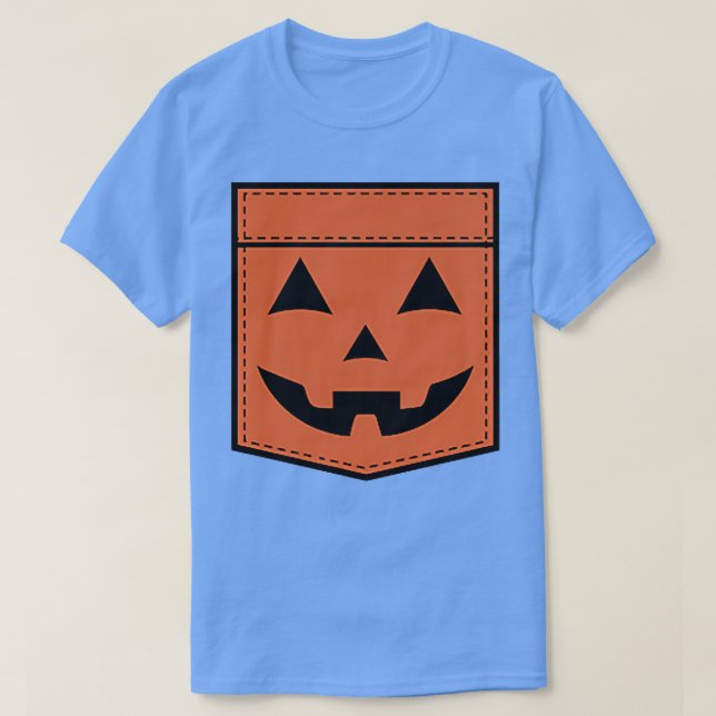 T-shirt Poche Face Citrouille Halloween Jack-o'-lantern (Design devant)