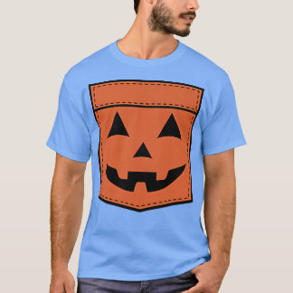 T-shirt Poche Face Citrouille Halloween Jack-o'-lantern