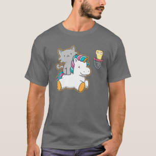 T-shirt Poche Grumeux Chat Face Kawaii Unicorn Animal de c