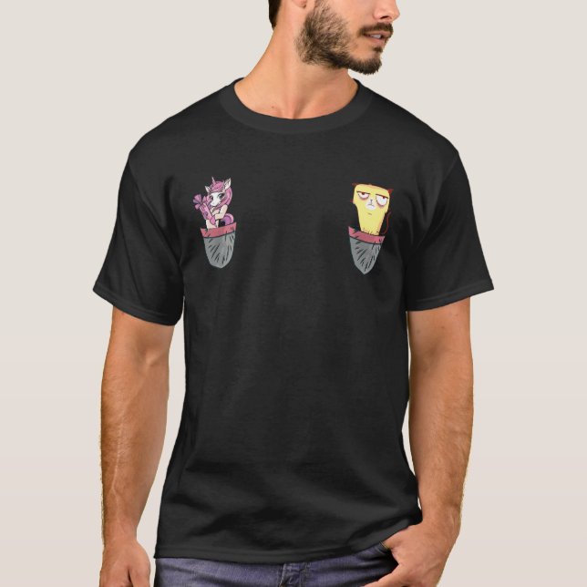 T-shirt Poche Grumpy Chat Unicorn Meowgical Caticorn Cadea (Devant)