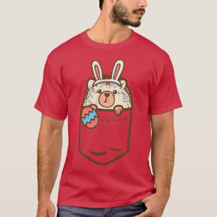T-shirt Poche Hérisson de Pâques Grotte Oeuf mignon Animal