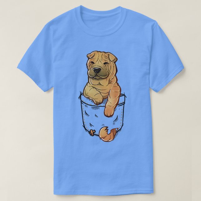 T-shirt Poche mignon Shar Pei Chien (Design devant)