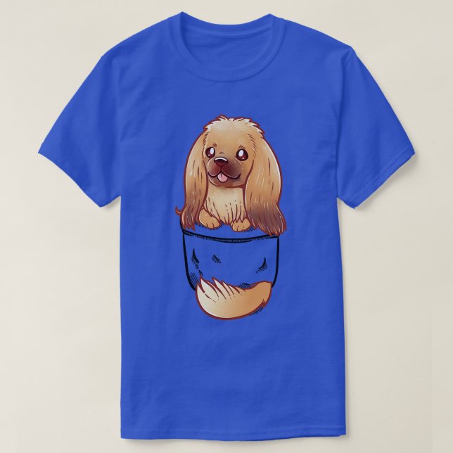 T-shirt Poche mignonne Pekingese Chien (Design devant)