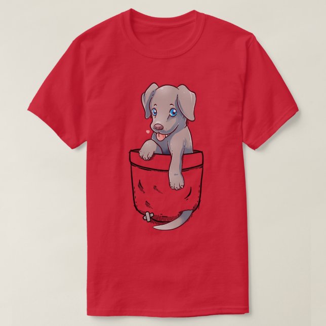 T-shirt Poche mignonne Weimaraner Chien chiot (Design devant)