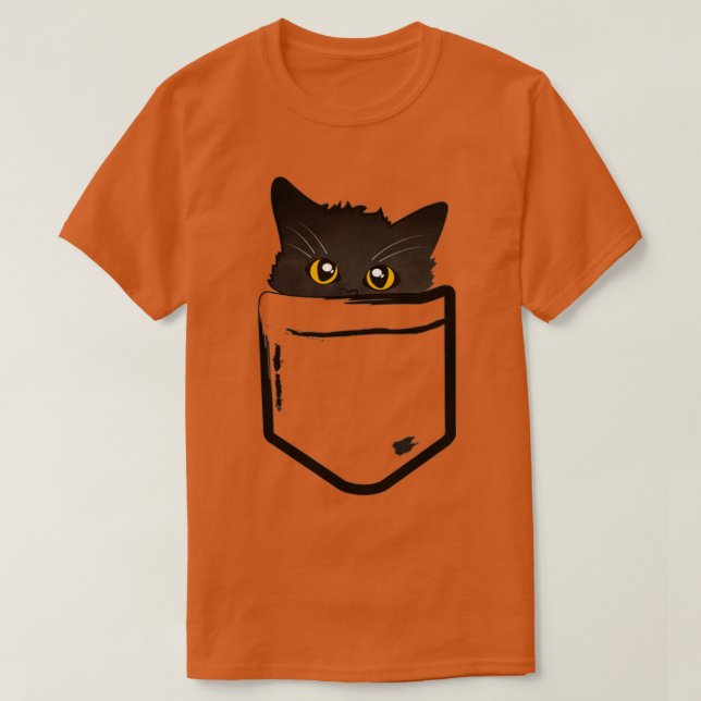 T-shirt Poche noire Peekaboo Kitten (Design devant)