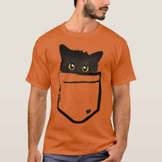 T-shirt Poche noire Peekaboo Kitten