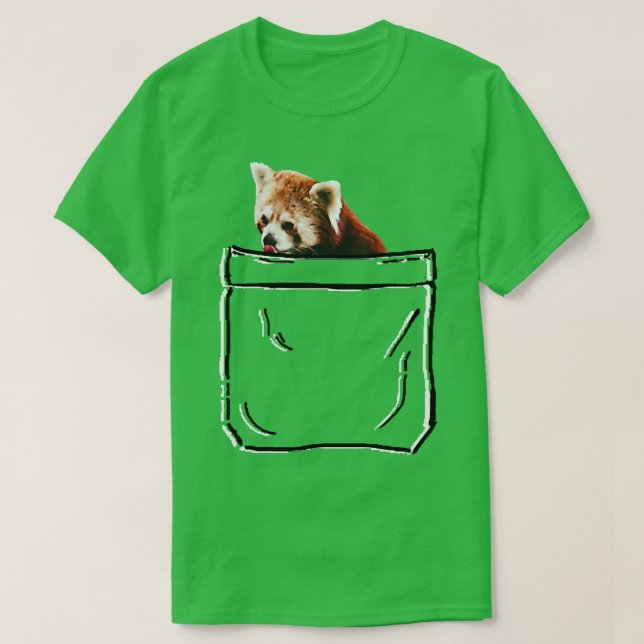 T-shirt Poche Panda Rouge mignonne (Design devant)