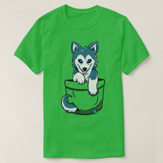 T-shirt Poche Sibérien Husky (Design devant)