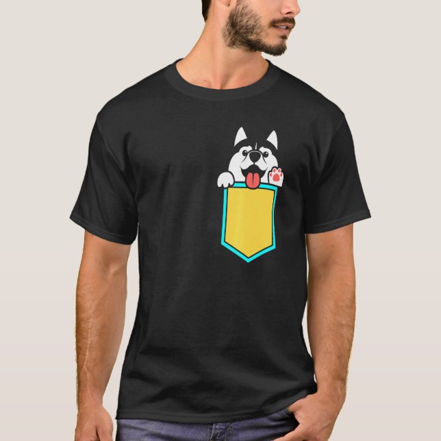 T-shirt Poche Sibérien Husky (Devant)