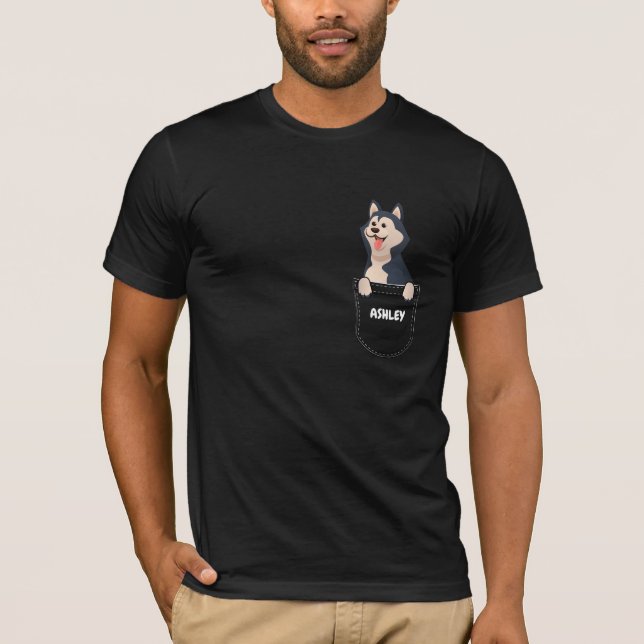 T-shirt Poche Sibérienne husky chiot chien mignon (Devant)