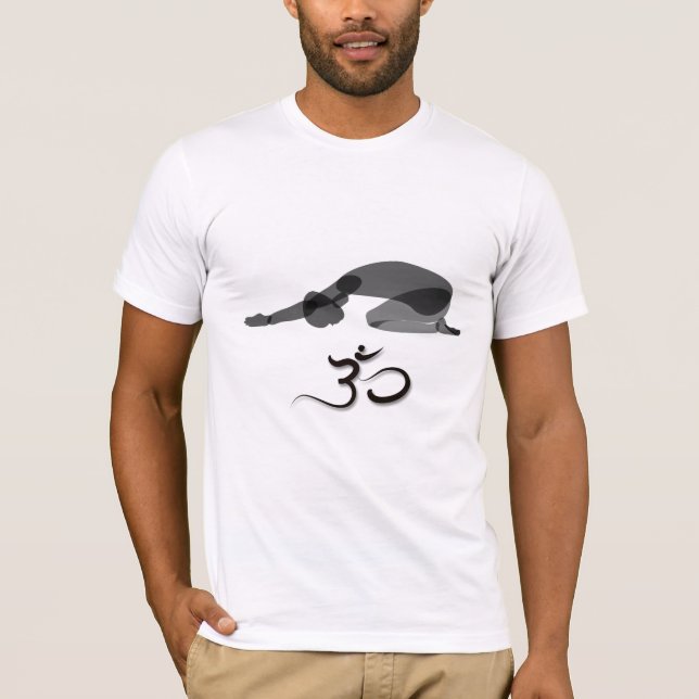T-shirt Poche vers le bas noir, symbole om (Devant)