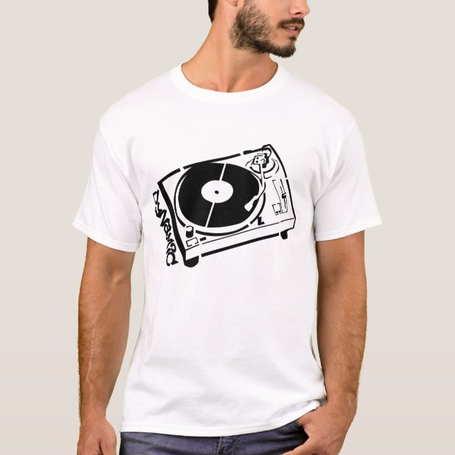 T-shirt Pochoir de Tourne-disque (Devant)