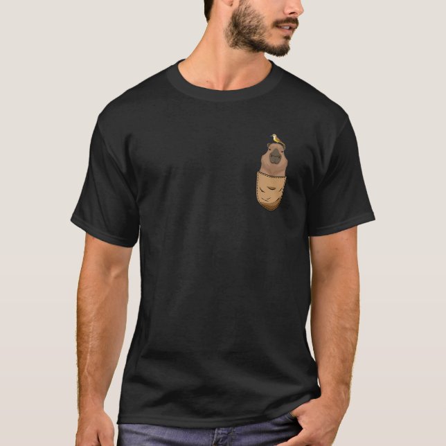 T-shirt Pocket Capybara Pocket Drôle Mignonne Parodie Anim (Devant)