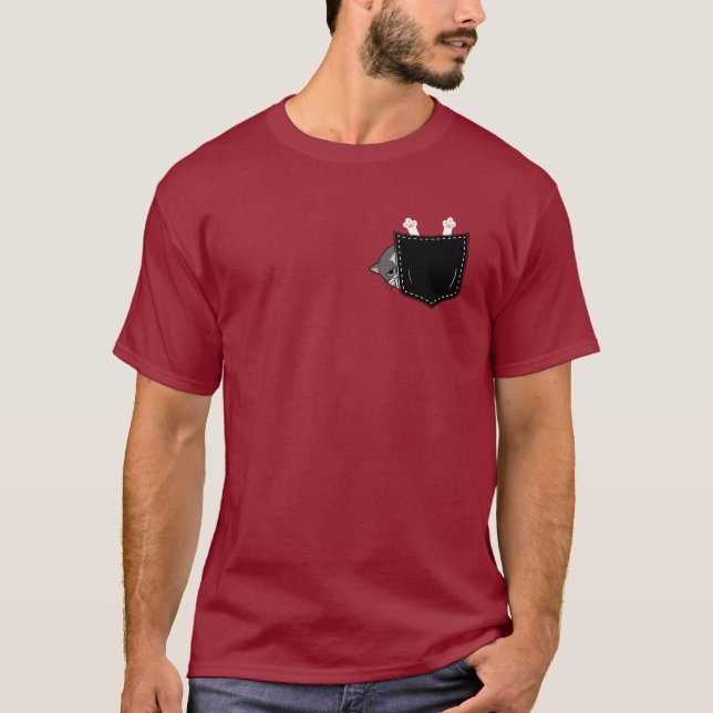 T-shirt Pocket Cat Magie Design Whimsical Feline Charme (Devant)