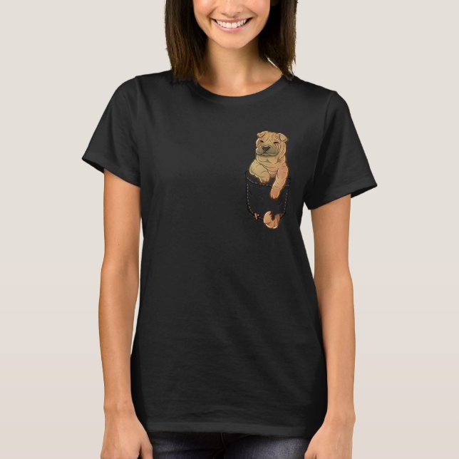 T-shirt Pocket Cube Shar Pei Puppy Chien (Devant)