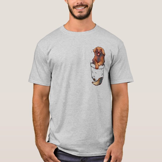 T-shirt Pocket Cute Leonberger (Devant)