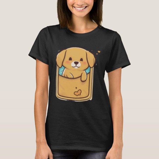 T-shirt Pocket Dog Golden Retriever Dog in your Pocket  2 (Devant)