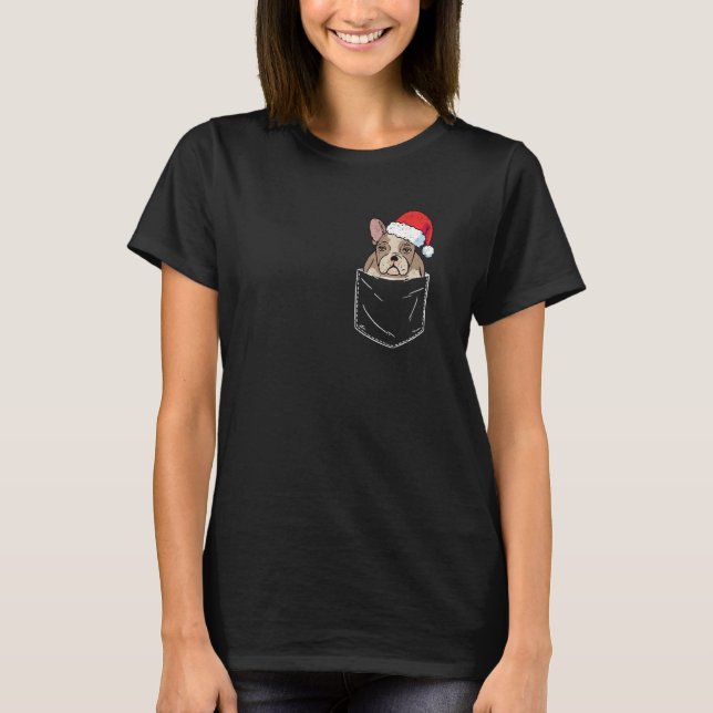 T-shirt Pocket French Bulldog Santa Dog Christmas Pajamas  (Devant)