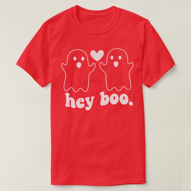 T-shirt Pocket Hey Boo Ghost Couple Spooky Season Funny Ha (Design devant)