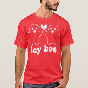 T-shirt Pocket Hey Boo Ghost Couple Spooky Season Funny Ha