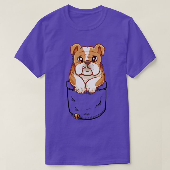 T-shirt Pocket mignon anglais Chien chiot (Design devant)