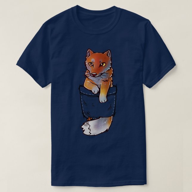 T-shirt Pocket mignonne renard tibétain (Design devant)