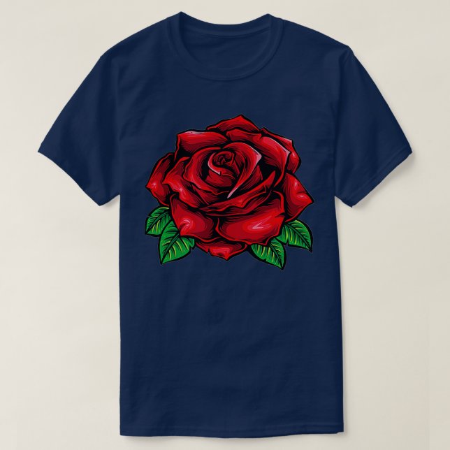 T-shirt Pocket simple Rose Rouge Fleur Romantique Loisir P (Design devant)