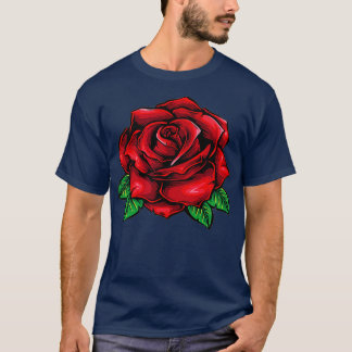T-shirt Pocket simple Rose Rouge Fleur Romantique Loisir P